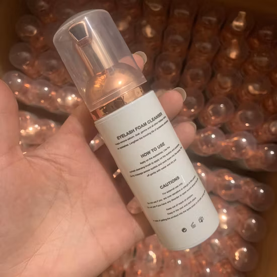 Shampoo de espuma para cílios sem óleo, limpador para extensões de cílios e cílios naturais