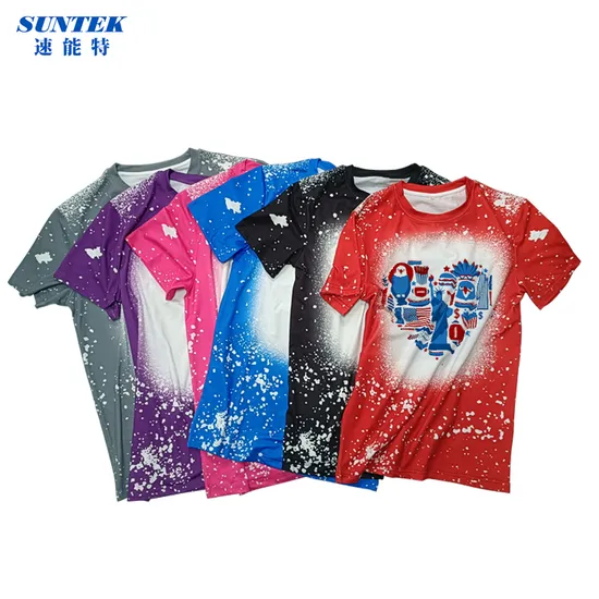 A sublimação do poliéster do descorante do falso anula camisetas com logotipo feito sob encomenda impresso